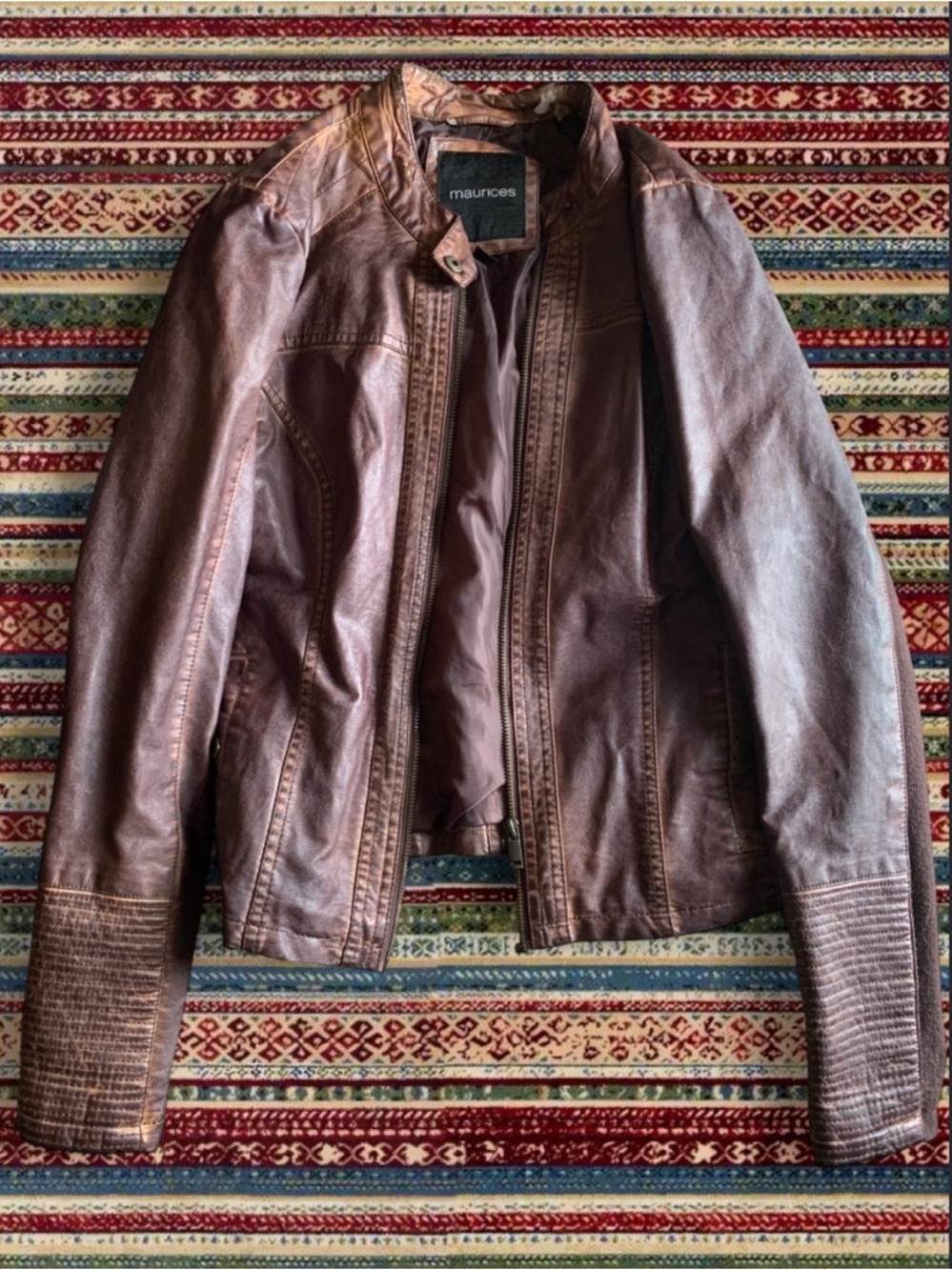 Maurices Women's Dark Brown Faux Leather Moto Jacket